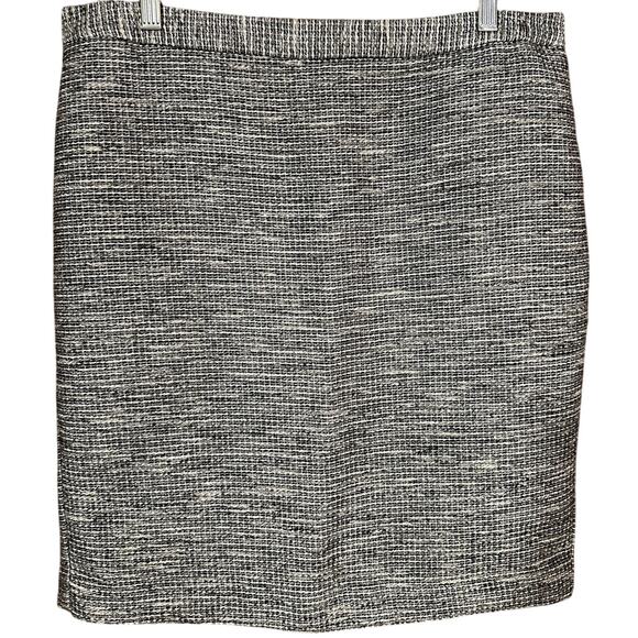 Liz Claiborne Women's Black White Gray Tweed Straight Pencil Lined Skirt Sz 14 - Picture 1 of 5